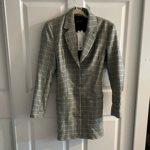 ZARA LONG SLEEVE PLAID BLAZER DRESS - Picture 6 of 8